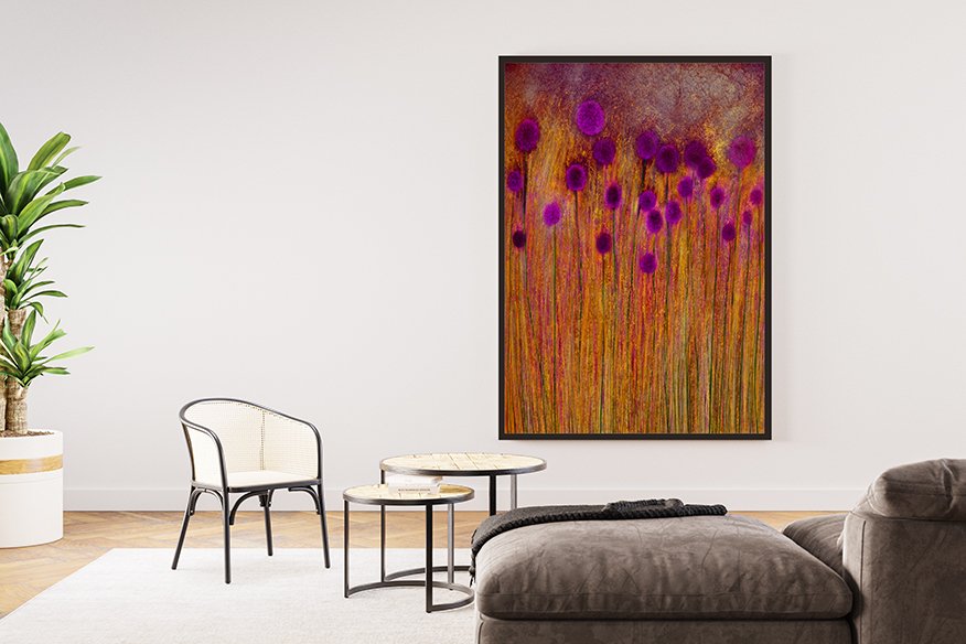 Tableau grand format portrait in situ salon