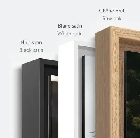 Coin de 3 cadres: Noir satin, Blanc satin & Chêne brut
